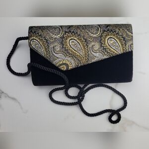Vintage Whiting & Davis Black Gold‎ Velvet  Purse Handbag